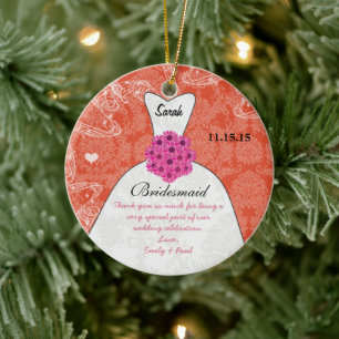 Wedding Gown Bridesmaid Wedding- You Choose Color Ceramic Ornament