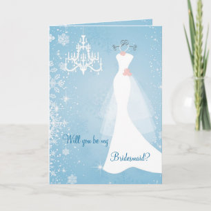 Wedding gown chandelier snowflakes Bridesmaid Invitation
