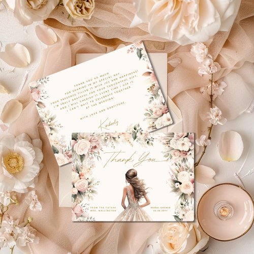 Wedding Gown Dress Bridal Shower Thank You Card