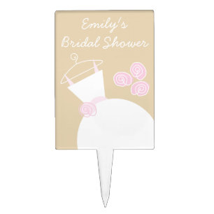 Wedding Gown Pink Beige 'Bridal Shower Cake Topper