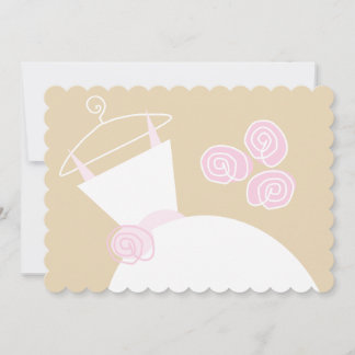 Wedding Gown Pink Beige Bridal Shower horizontal Invitation