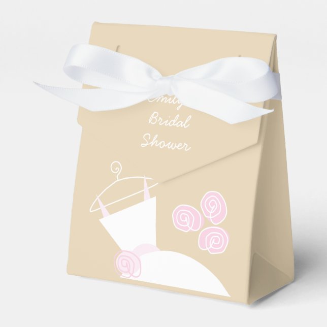 Wedding Gown Pink Beige Bridal Shower tent Favor Boxes (Front Side)