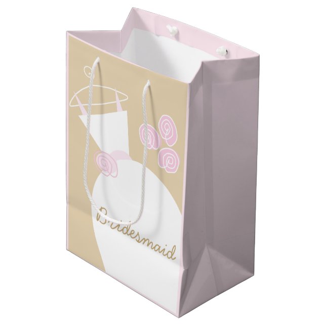Wedding Gown Pink Beige Bridesmaid pink medium Gift Bag (Front Angled)