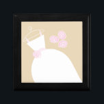 Wedding Gown Pink Beige gift box<br><div class="desc">Pretty bridal themed gift box in shades of pink,  beige and white featuring a stylised wedding gown and flowers. A customizable design for you to personalise with your own text,  pictures and ideas. Artwork created by Jess Perry.</div>
