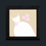 Wedding Gown Pink Beige gift box<br><div class="desc">Pretty bridal themed gift box in shades of pink,  beige and white featuring a stylised wedding gown and flowers. A customizable design for you to personalise with your own text,  pictures and ideas. Artwork created by Jess Perry.</div>