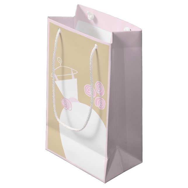 Wedding Gown Pink Beige pink small Gift Bag (Front Angled)