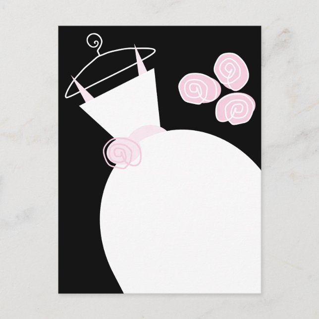 Wedding Gown Pink black pastel postcard (Front)