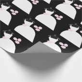 Wedding Gown Pink black Wrapping Paper (Corner)