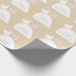 Wedding Gown Pink 'Bridal Shower' beige Wrapping Paper<br><div class="desc">Pretty bridal themed wrapping paper in shades of pink featuring a stylised wedding gown and flowers on a beige colour-change background. A customizable design for you to personalise with your own text,  pictures and ideas.</div>