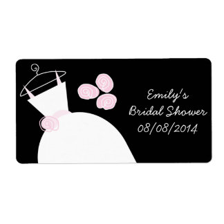 Wedding Gown Pink Bridal Shower black horizontal Label