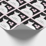 Wedding Gown Pink 'Bridal Shower' black pastel Wrapping Paper<br><div class="desc">Pretty bridal themed wrapping paper in shades of pink featuring a stylised wedding gown and flowers on a black background. A customizable design for you to personalise with your own text,  pictures and ideas.</div>