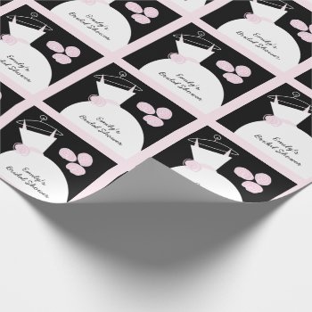 Wedding Gown Pink 'bridal Shower' Black Pastel Wrapping Paper by jessperry at Zazzle