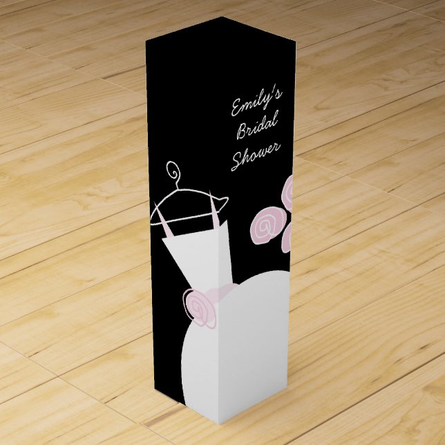 Wedding Gown Pink Bridal Shower black wine box (Front)