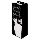 Wedding Gown Pink Bridal Shower black wine Wine Gift Bag (Back Angled)