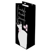 Wedding Gown Pink Bridal Shower black wine Wine Gift Bag (Front Angled)
