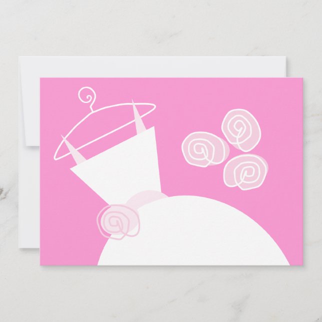Wedding Gown Pink bridal shower horizontal Invitation (Front)