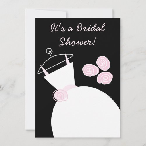 Wedding Gown Pink bridal shower invitation black