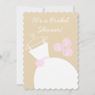 Wedding Gown Pink bridal shower pink back Invitati Invitation
