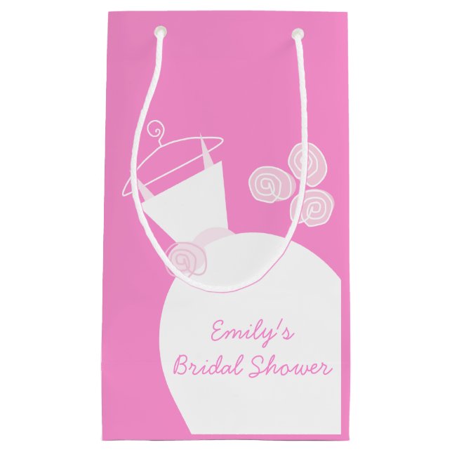 Wedding Gown Pink Bridal Shower small Small Gift Bag (Front)