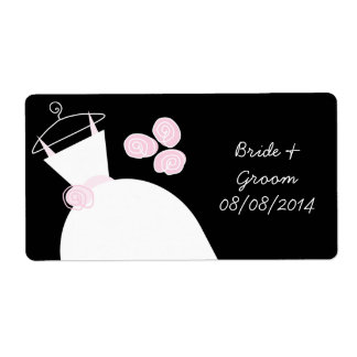Wedding Gown Pink 'Bride Groom' black horizontal Label