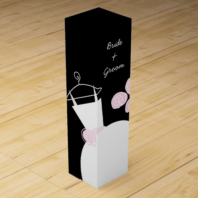 Wedding Gown Pink Bride Groom black wine box (Front)