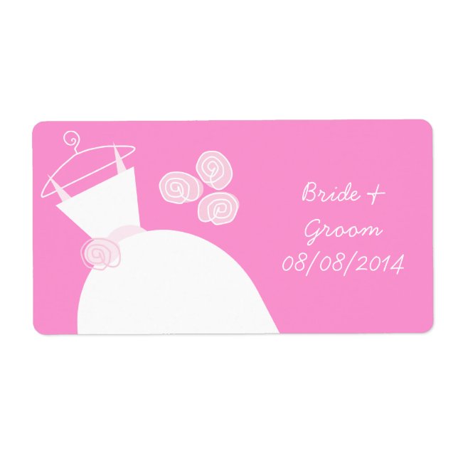 Wedding Gown Pink 'Bride Groom' horizontal Label (Front)
