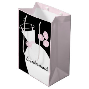 Wedding Gown Pink Bridesmaid black pastel medium Gift Bag