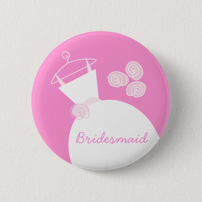 Wedding Gown Pink 'Bridesmaid' button (Front)