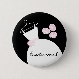 Wedding Gown Pink 'Bridesmaid' button black