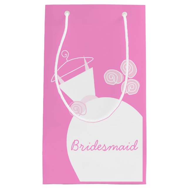 Wedding Gown Pink Bridesmaid small Gift Bag (Front)