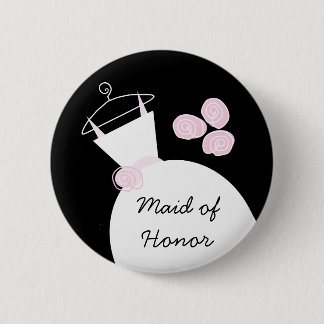 Wedding Gown Pink 'Maid of Honor' button black