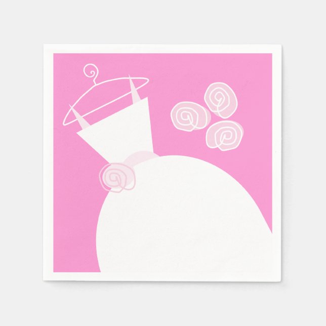 Wedding Gown Pink Paper Napkins (Front)