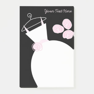 Wedding Gown Pink text black post-it note