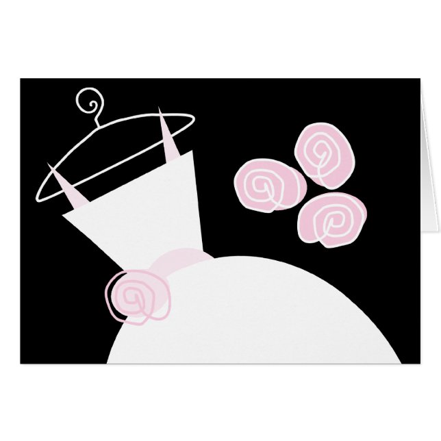 Wedding Gown Pink Text horizontal black pastel Cards (Front Horizontal)