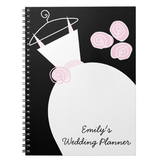 Wedding Gown Pink 'Wedding Planner' black Notebook (Front)
