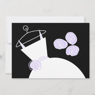 Wedding Gown Purple bridal shower horizontal black Invitation