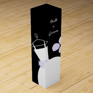 Wedding Gown Purple Bride Groom black wine box
