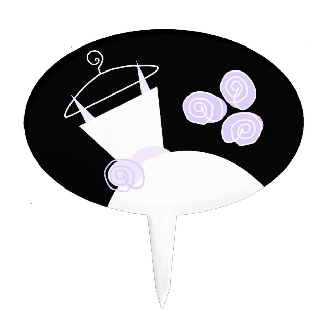 Wedding Gown Purple cake topper black (Front)