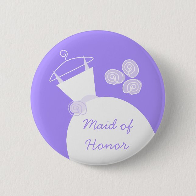 Wedding Gown Purple 'Maid of Honor' button (Front)