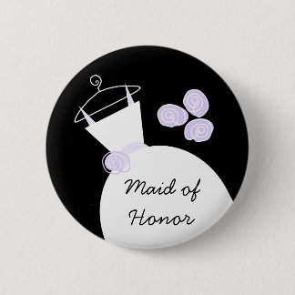 Wedding Gown Purple 'Maid of Honor' button black