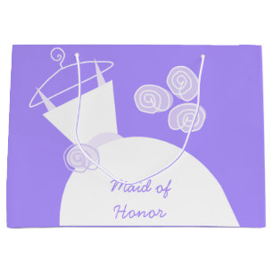 Wedding Gown Purple Maid of Honor large Gift Bag
