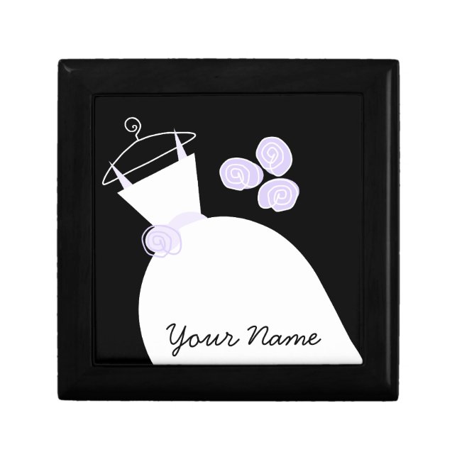 Wedding Gown Purple 'Name' black gift box (Front)