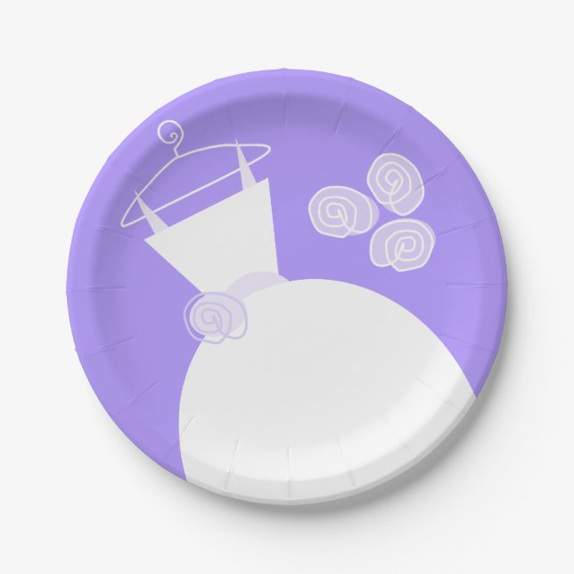 Wedding Gown Purple paper plate (Front)