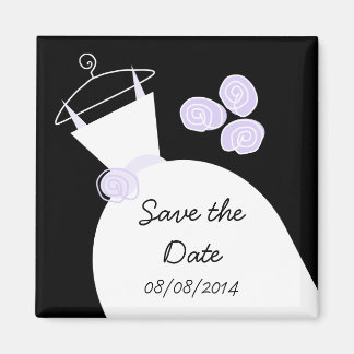 Wedding Gown Purple 'Save the date' black Magnet
