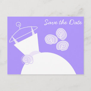 Wedding Gown Purple Save the Date horizontal Announcement Postcard