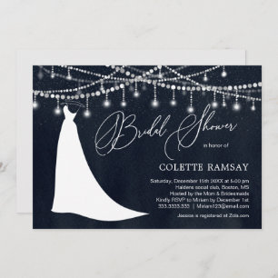 Wedding gown String Lights Bridal Shower Invitation