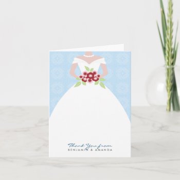 Wedding Gown Thank You Card (blue) by TheWeddingShoppe at Zazzle
