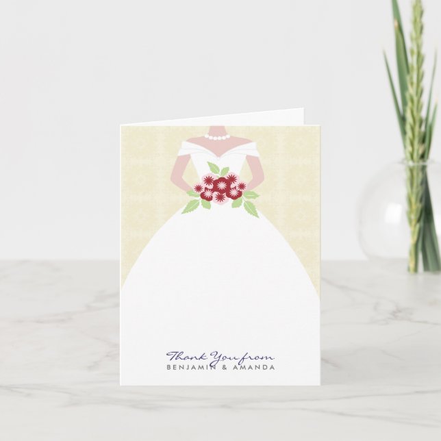 Wedding Gown Thank You Card (navy) (Front)