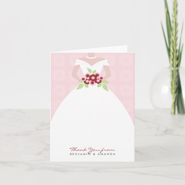 Wedding Gown Thank You Card (pink) (Front)