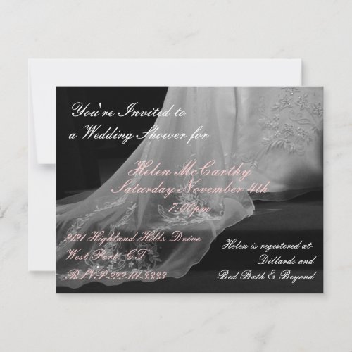 Wedding Gown Train Bridal Shower Invitation